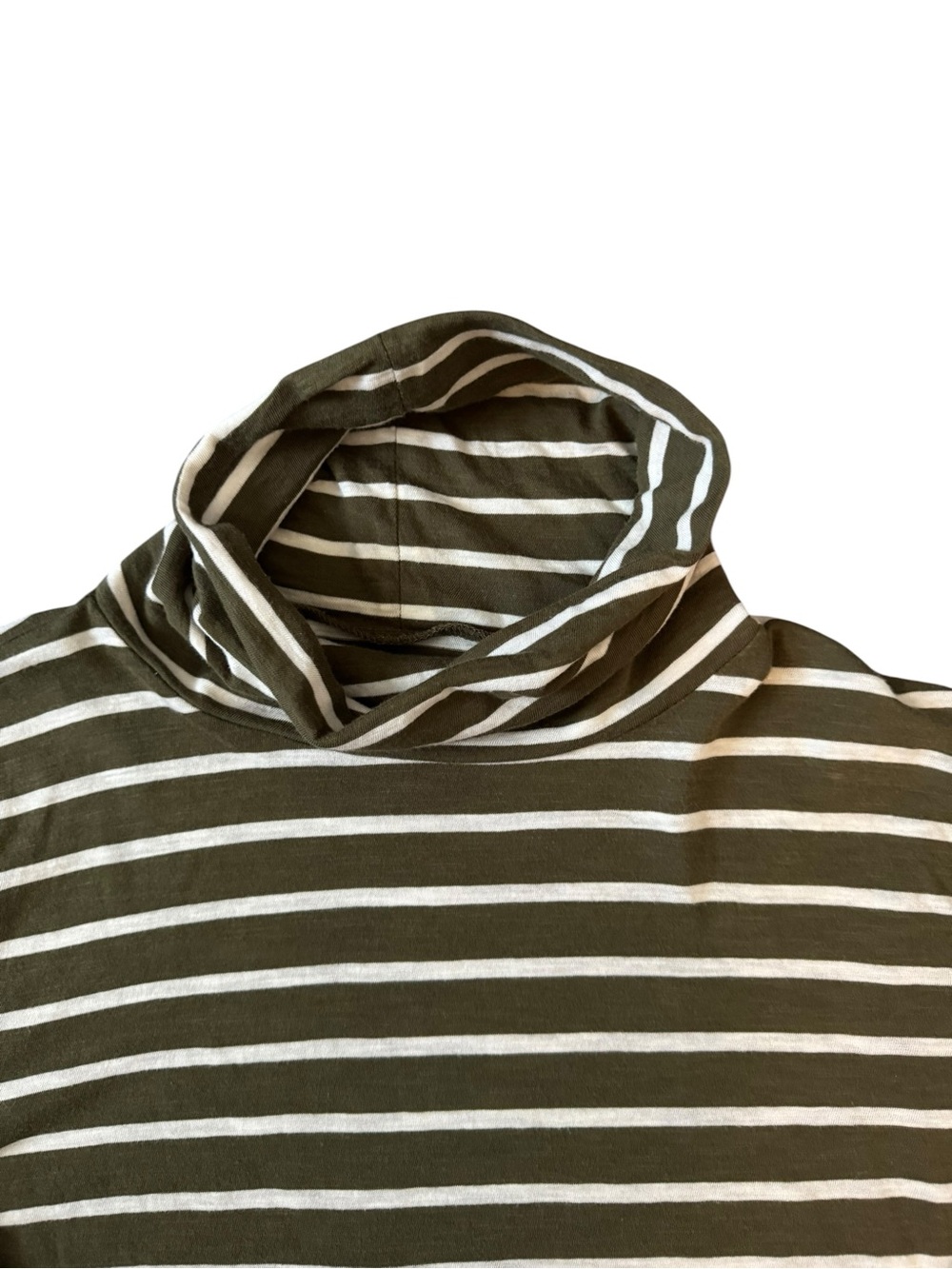 Madewell Olive Green & White Striped Turtleneck Long Sleeve Tee - Picture 2 of 7